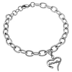 SERENITY Heart Bracelet, Bible Verse, Adjustable 7" to 8" Steel Chain