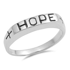 925 Sterling Silver HOPE Ring with Cross and Gift Box