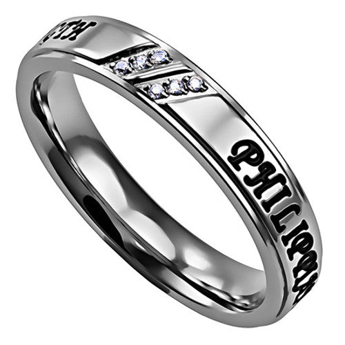 Silver Inspirational Phil 4:13 Ring