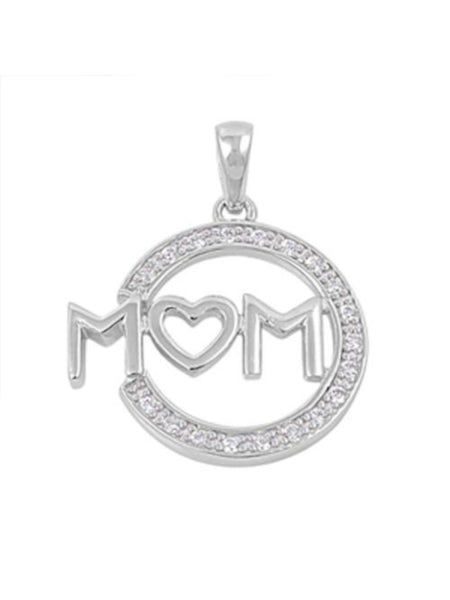 Silver Mom Necklace with Heart