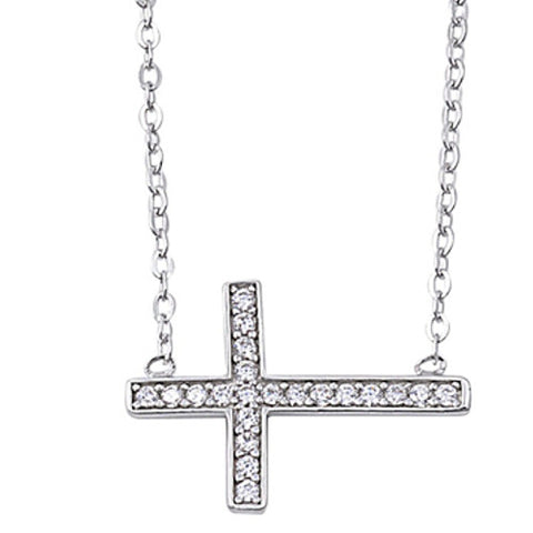 Silver Sideways Cross Necklace