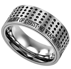 SOLDIER OF CHRIST 2 Timothy 2:3,4 Men's Christian Scripture Ring, Stainless Steel