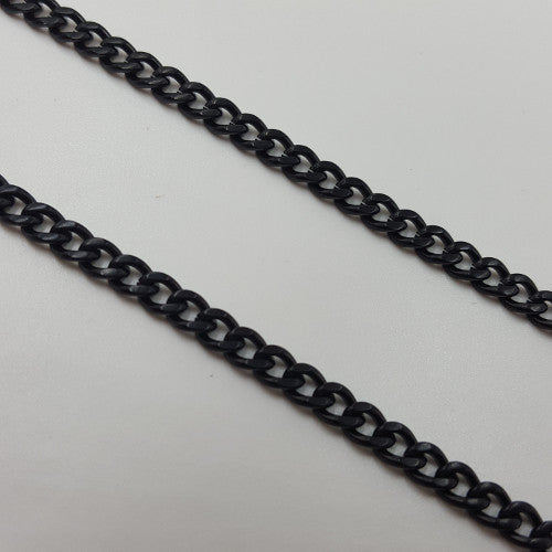 Black Matte Stainless Steel Curb Necklace For Boys