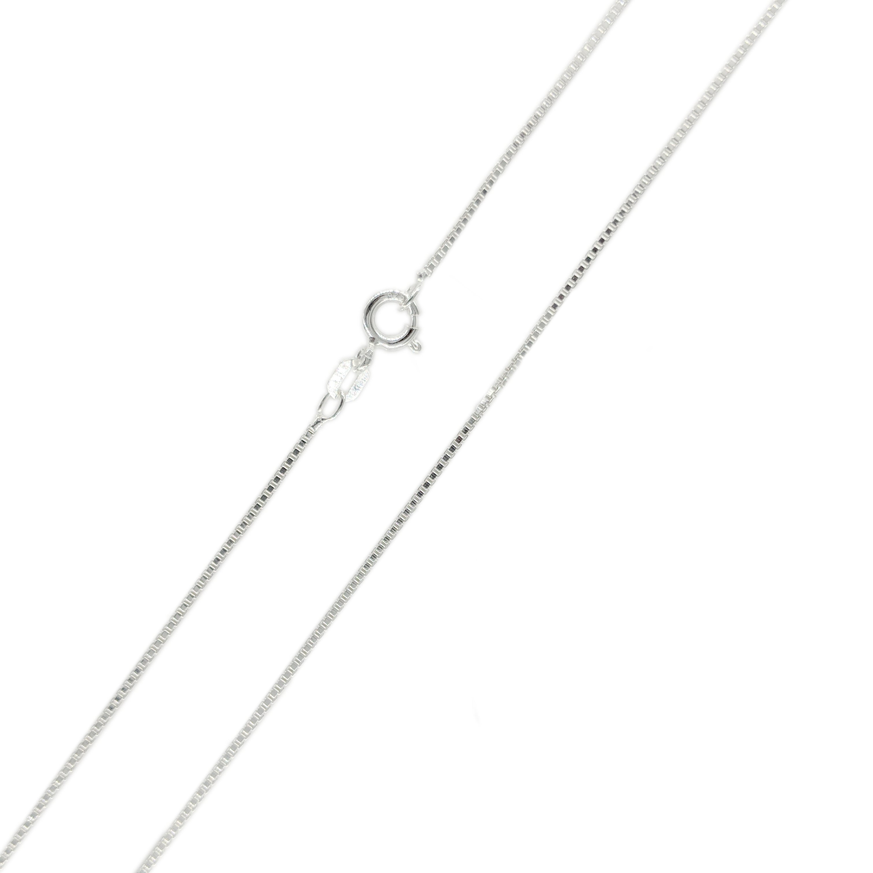 Square chain long Necklace Silver