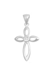 Solitaire Cross Necklace for Women, Sterling Silver Christian Jewelry
