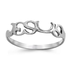Sterling Silver JESUS Word Ring with Jewelry Gift Box