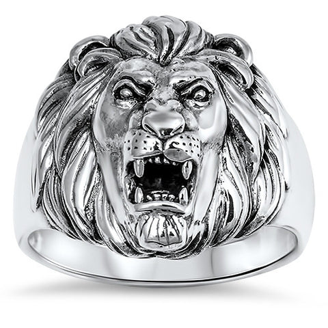 Sterling Silver Lion Ring for Men JOSHUA 1:9 Courage Bible Verse