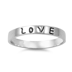 Thin Band Sterling Silver LOVE Word Ring with Gift Box