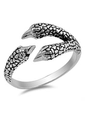 WMT Open End Eagle Claw Sterling Silver Ring, Isaiah 40:31 Christian Bible Jewelry