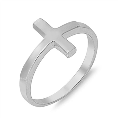 Sterling Silver Sideways Cross Ring