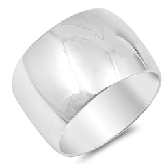 Sterling Silver Wide Wedding Band Ring for Men and Women 15MM