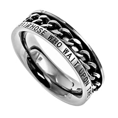 STRENGTH Isaiah 40:31 Christian Women Chain Ring, Stainless Steel
