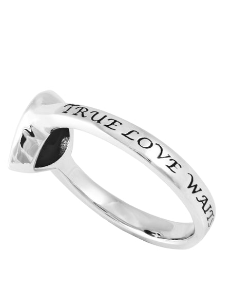 1 TIMOTHY 4:12 Ring with Bible Verse, Heart and Lock in Stainless Steel