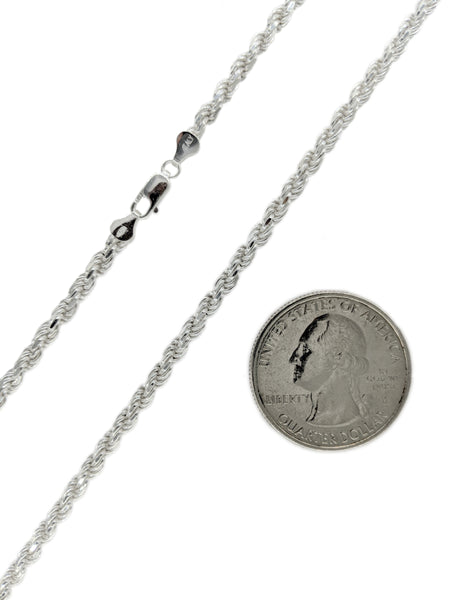 Thin Sterling Silver Rope Chain with Pendant