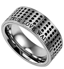 TRUE LOVE WAITS 1 Timothy 4:12 Men's Christian Scripture Ring, Stainless Steel