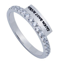 Eternity Ring TRUE LOVE WAITS, 1 Timothy 4:12 Bible Verse, Stainless Steel