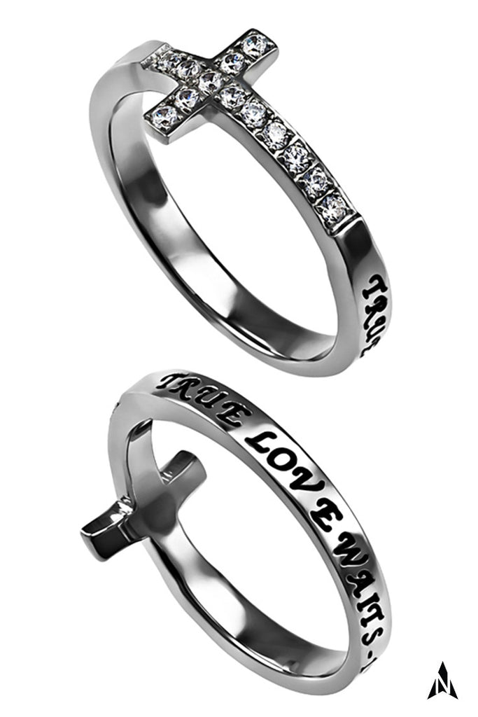 True Love Waits purity abstinence spin ring in stainless steel
