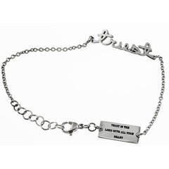 TRUST Bracelet, Proverbs 3:5 Bible Verse, Christian Faith Theme, Stainless Steel Adjustable
