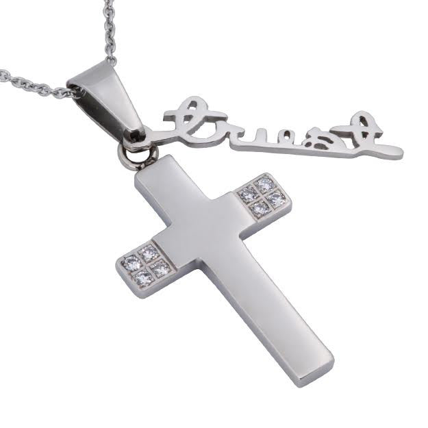 Proverbs 3:5 Trust Necklace Cross