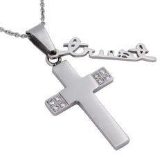 Handwritten TRUST Cross Necklace, Proverbs 3:5, Stainless Steel Chain