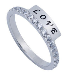Eternity Ring LOVE Promise, 1 Corinthians 13 Bible Verse, Stainless Steel with CZ Stones