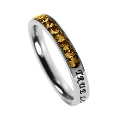 Christian True Love Waits Ring November Birthstone Topaz CZ Stainless Steel