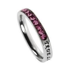 Christian True Love Waits Ring October Birthstone Tourmaline CZ Stainless Steel