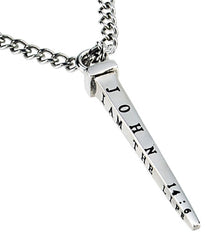 Men's Nail Cross Necklace John 14:6 WAY, TRUTH, LIFE, Stainless Steel Curb Chain