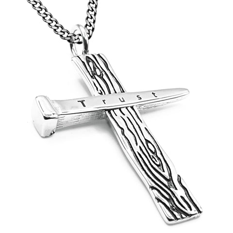 Wooden Cross Nail Necklace Proverbs 3:5