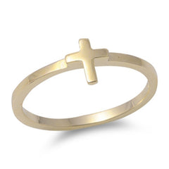 Sterling Silver Cross Ring Gold Plated, Religious, with Jewelry Gift Box