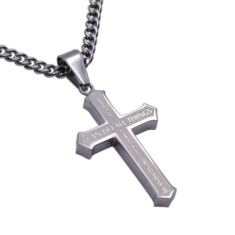 i can do all things through christ who strengthens me cross necklace